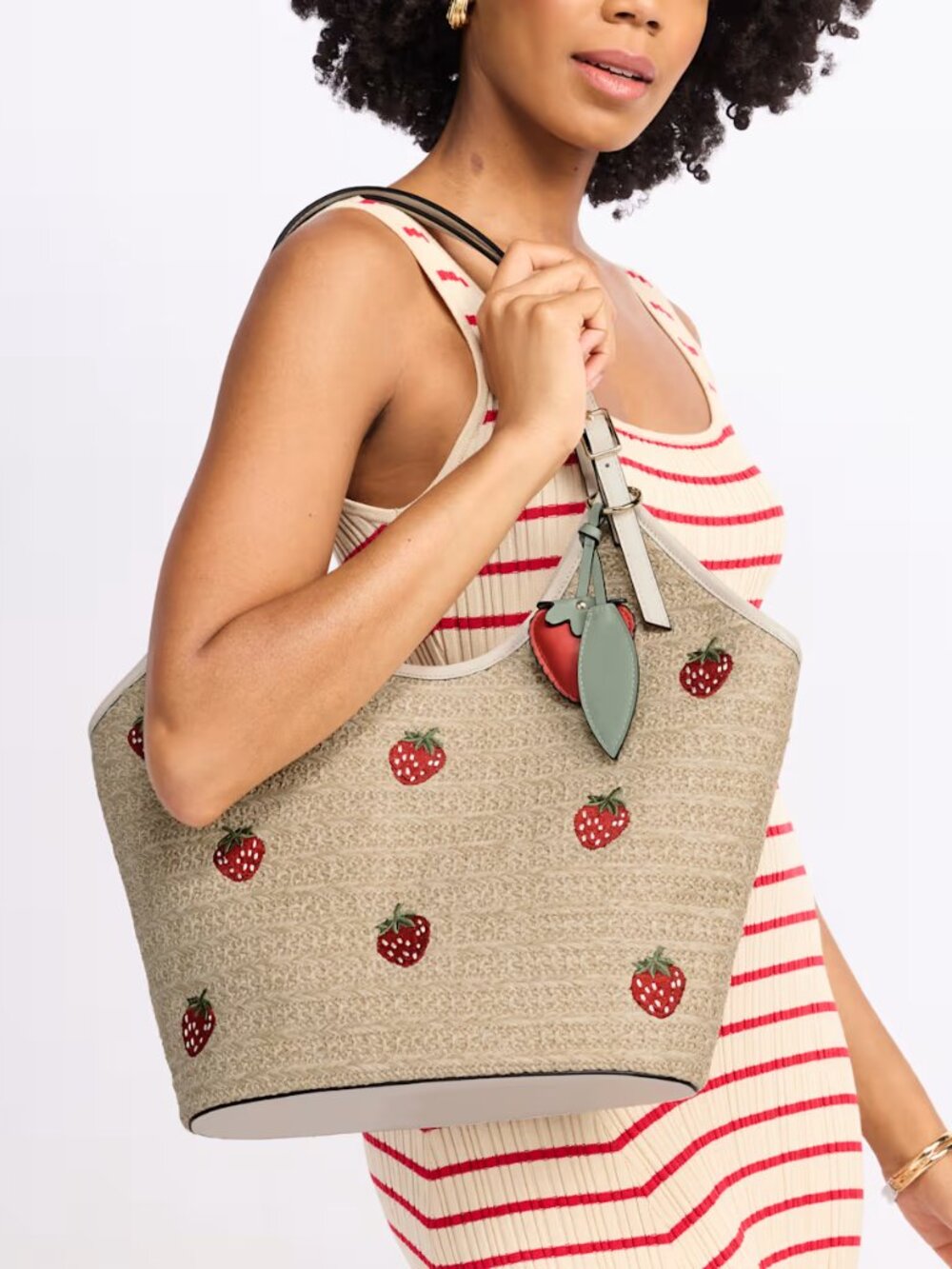 BCBG Straw Embroidered Bag